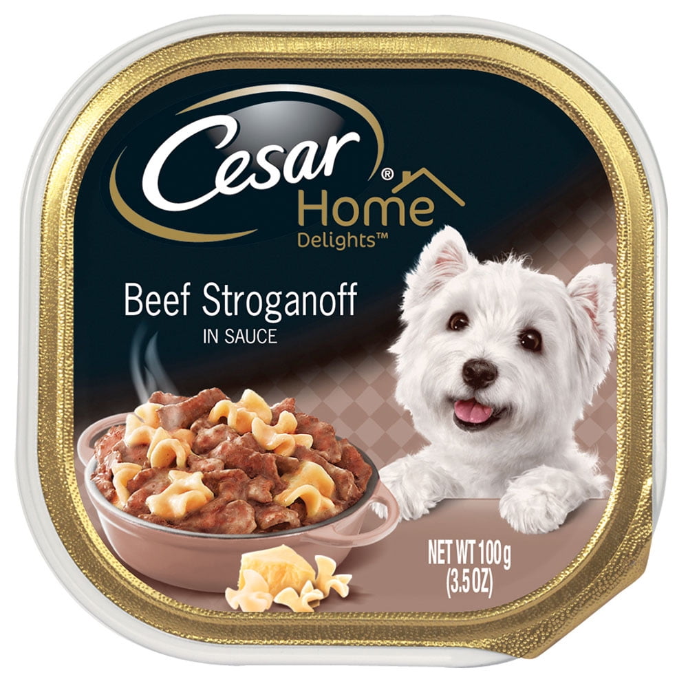 Cesar Home Delights Beef Stroganoff in Sauce Adult Wet Dog Food Tray, 3