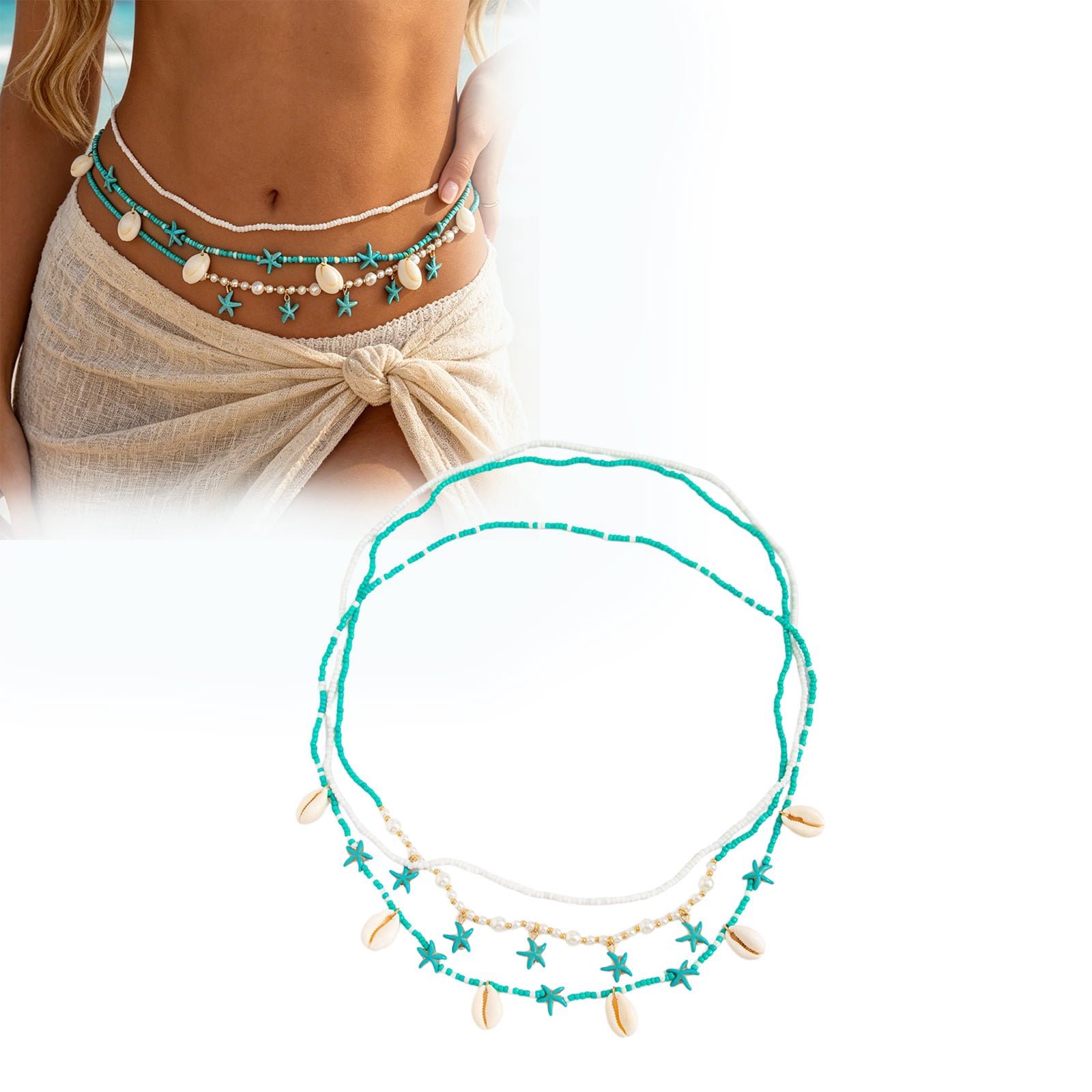 Women's Shell Anklet Belly Chains for Women,Bohemian Style Beaded Adjustable Anklet, Hawaiian Beach Shell Anklet Jewelry Gift Waist Beads/Belly Chain