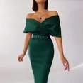 thumbnail image 5 of Werulen Dresses for Women 2023, Sexy Belt Bodycon Vintage Dresses Off Shoulder Short Sleeve Prom Party Maxi Long Dresses Women, 5 of 7