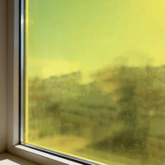 OULII Yellow Static Cling Glass Window Privacy Film Non Adhesive for Home and Office Decorative Use