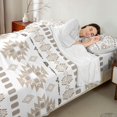 thumbnail image 3 of Erosebridal Hippie Aztec Full Size Sheets, Bohemian Geometric Bed Sheets, White Brown, 4 Pieces 1 Flat Sheet, 1 Fitted Sheet and 2 Pillowcases, 3 of 5