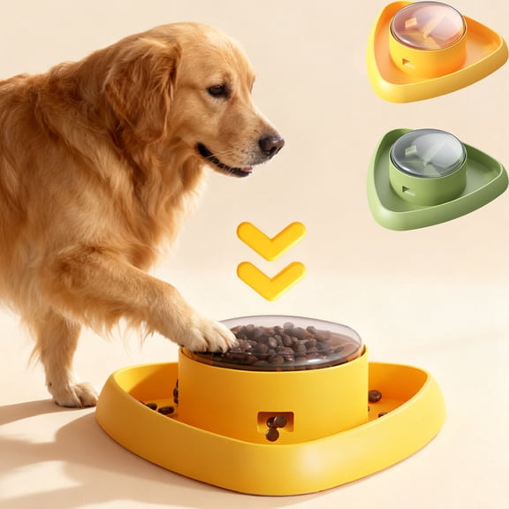 Pet Slow Feeder & Treat Dispenser – Interactive Button Press Puzzle Bowl for Dogs & Cats,Anti-Choke Feeding Toy for Enrichment Play Green