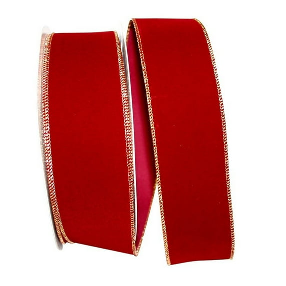 JAM Paper Velvet Ribbon, 2 1/2 Inches x 50 Yards, Burgundy & Gold, 1/Pack
