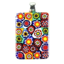 GlassOfVenice Murano Glass Millefiori Pendant Rectangular - Multicolor