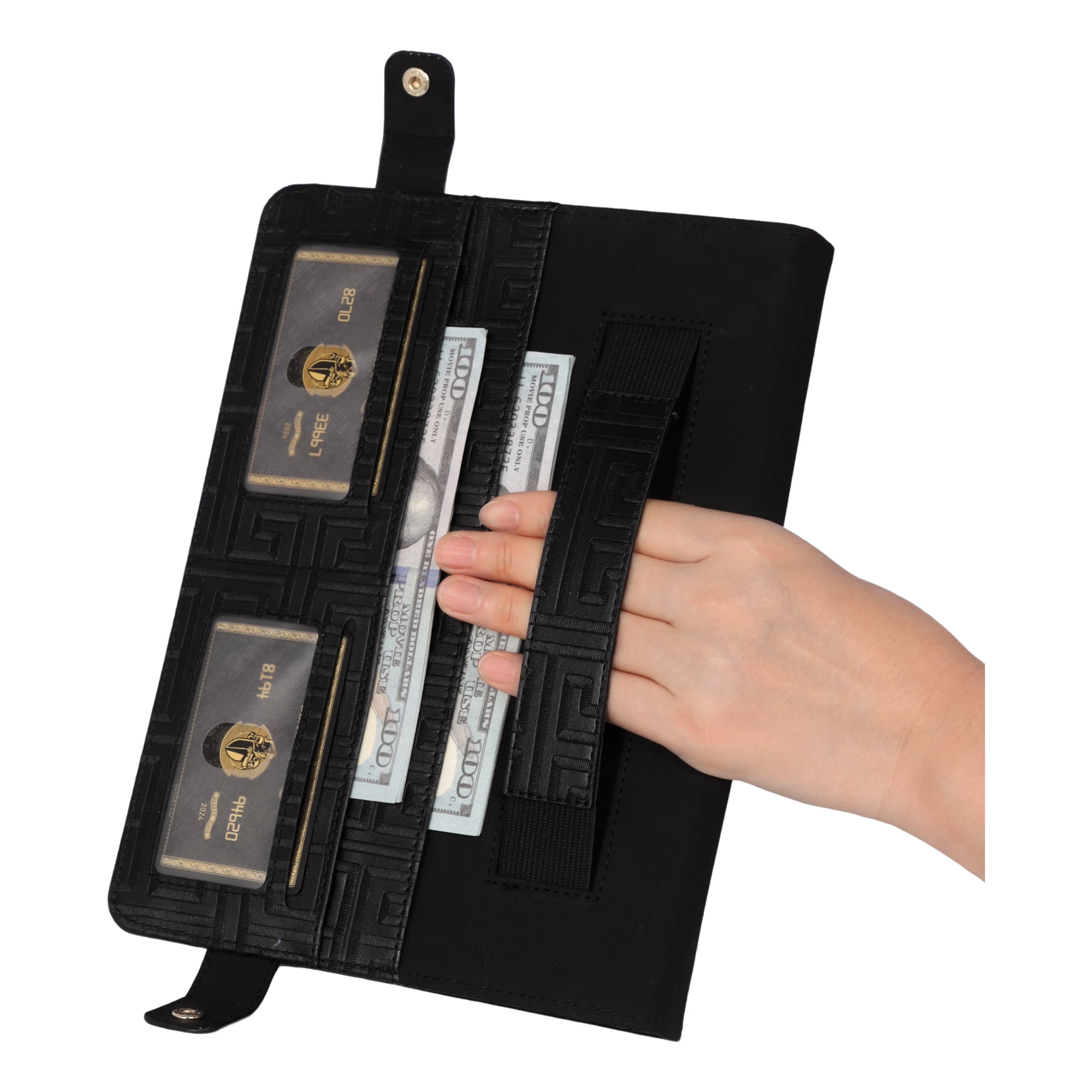 Dteck Handbag Case for iPad Air 11 inch 2024,Magnetic Leather Elegant Crossbody Folio Stand Wallet Case with Pencil Holder, Card Slots, Hand Strap, Shoulder Strap ,Black
