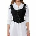 thumbnail image 2 of XUNKUSGA Corset Tops for Women Lace Up Tie Front Renaissance Corset Vintage Solid Color Corset Top Adjustable Straps Trim Corset Bustier S-2XL, 2 of 6