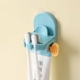 thumbnail image 2 of Matoen12 Punch Free Wall Mounted Toothbrush Holder, Self-Adhesive Multi-Functional Toothpaste Squeezer, 3-in-1 Storage for Toothbrush, Dentifrice & Washmouth Cup, Bathroom Accessories, 1PC, Blue, 2 of 6