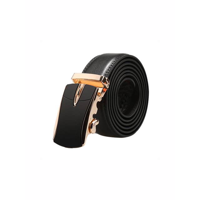 Cinturón de cuero de vestir para hombre con hebilla automática de ratchet Inspire Chic, curva dorada 53 1/8-55 7/8