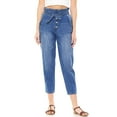 thumbnail image 2 of Wax Jeans Women's High Rise Paperbag Mom Denim Pants (L, Medium), 2 of 5
