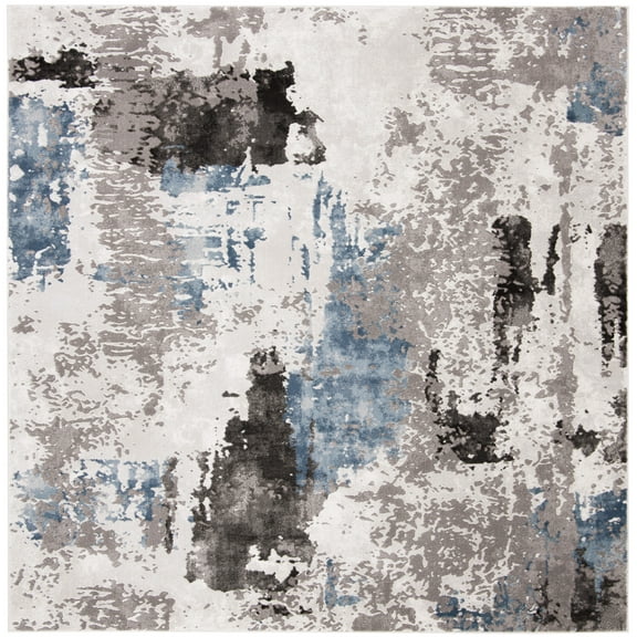 SAFAVIEH Craft Constantine Abstract Area Rug, Grey/Blue, 4' x 4' Square