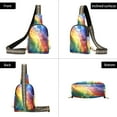 thumbnail image 3 of Stylish Leather Crossbody Bag 8.46x5.9x2.16In Easy To Carry Multi-Purpose Travel Hiking Shopping Fashion Bag Super Beautiful Rainbow, 3 of 7