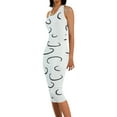 thumbnail image 3 of KOMOO Women Knit Halter Dress, Adults Slim Fit Sleeveless Geometric Print U-shaped Neck Dress, 3 of 7