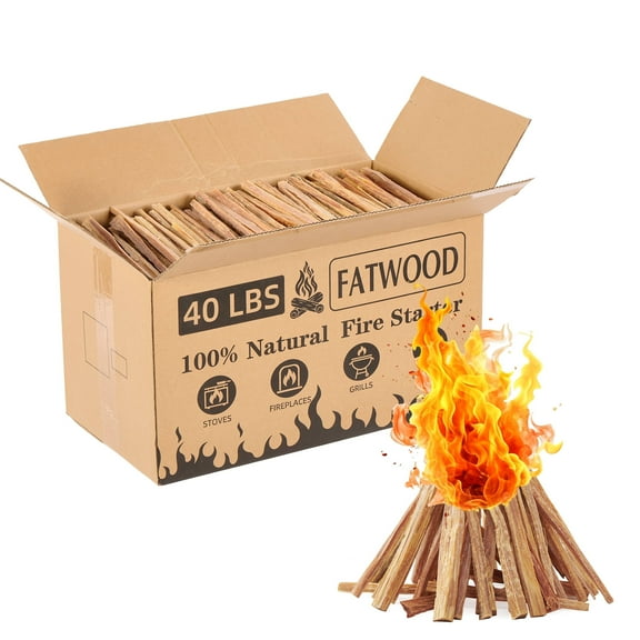 Geemuslly 40 lbs Premium Fatwood Fire Starter Sticks, Natural Kindling for Fireplaces, Wood Stoves, Camping, Bonfires(40lb Box)