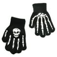 thumbnail image 2 of Sofullue Unisex Adult Halloween Skeleton Skull Half Finger Gloves Glow in the Dark Fingerless Stretch Knitted Winter Mittens, 2 of 9