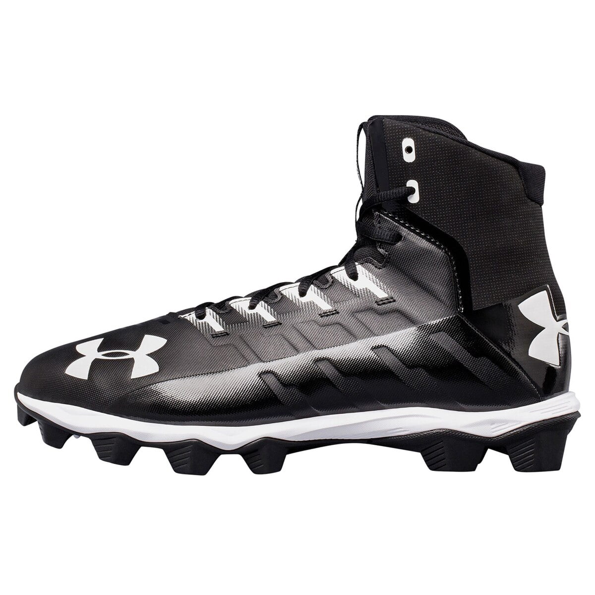 New Mens Under Armour Renegade RM Mid Football Cleats Black/White Sz 7.5 M 