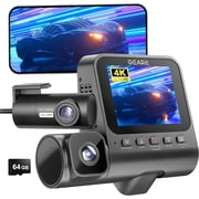 GEARit 3-Channel Dash Cam Front and Rear with 4k Recording, Interior Cabin Camera, Night Vision, Parking Mode, 24/7 Coverage