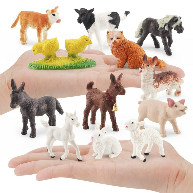 【オープニング 大放出セール】 12 Pieces Cat Horse Sculpture Toys Animals Farm Miniature 小物