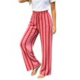 thumbnail image 3 of Arlun Striped Linen Pants for Women Summer Baggy Wide Leg Pant Drawstring High Waist Casual Stripes Color-Block Trousers Soft Lightweight Flowy Beach Resort Trouser with Pockets 1-Red XL, 3 of 7