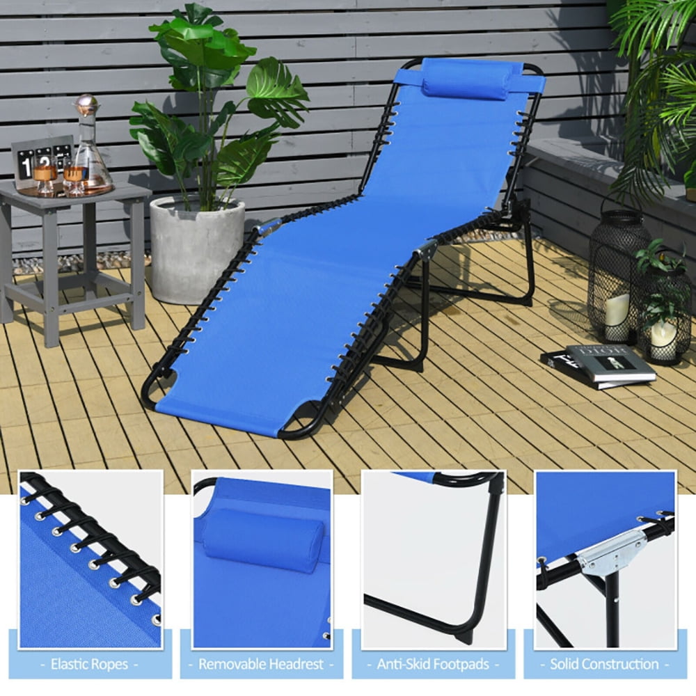 Aimee Lii Foldable Recline Lounge Chair with Adjustable Backrest and Footrest, Patio Loungers, Blue