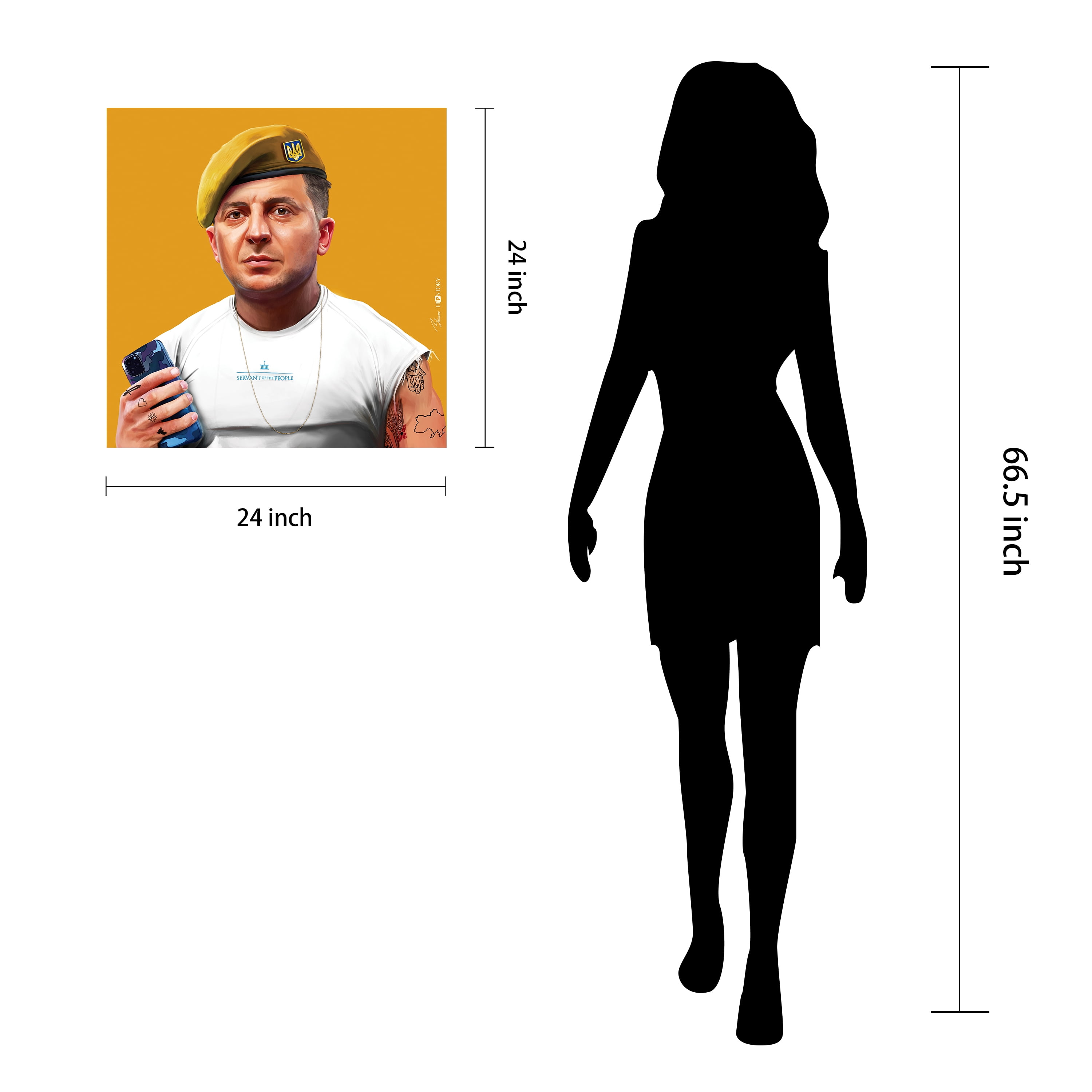 "Hip Volodymyr Zelenskyy" Frameless Free Floating Reverse Printed Tempered Art Glass Wall Art