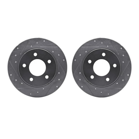 Dynamic Friction Company Rear Brake Rotors-Drilled and Slotted-Silver 7002-80055