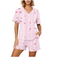 thumbnail image 2 of Enjoytime Cute Pajama Sets for Women Print Comfy 2 Piece Sleepwear Short Sleeve Button Down Shirts with Shorts Loungewear Set, 2 of 7