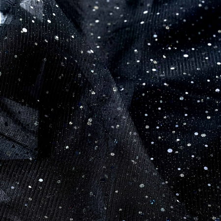 - Sparkly Sequin Dot Sheer Tulle Fabric Black- 54
