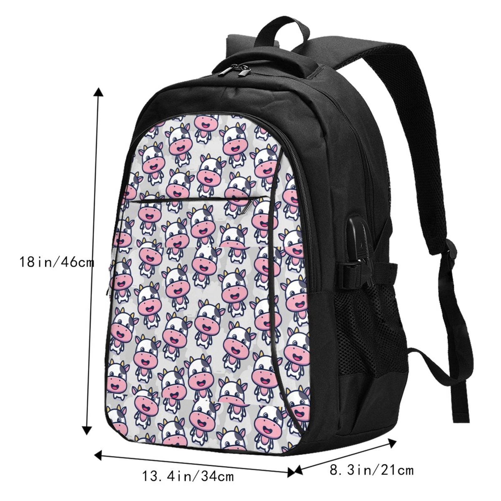 Vsdgher Baby Cow Print Travel Laptop Backpack, Laptops Backpack with USB Charging Port, Water Resistant Computer Bag Gift for Men & Women