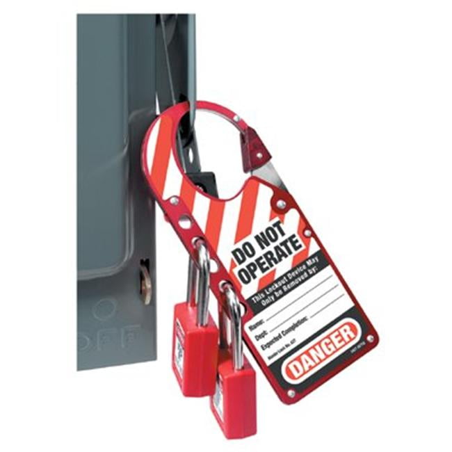 Master Lock snap-on lockout Hasp with tag 