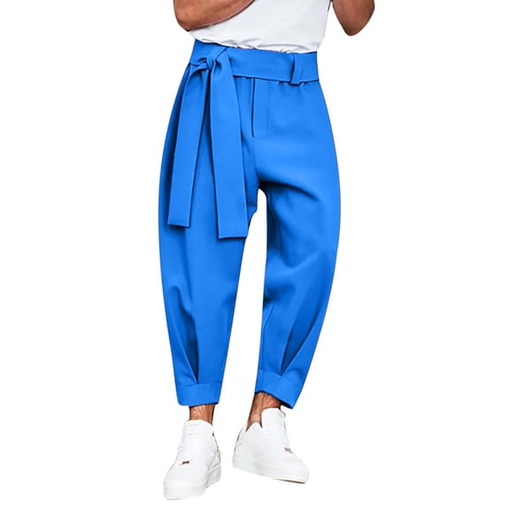Vedolay Work Pants for Men Linen Pants Lightweight Loose Full Long Pants Blue,M