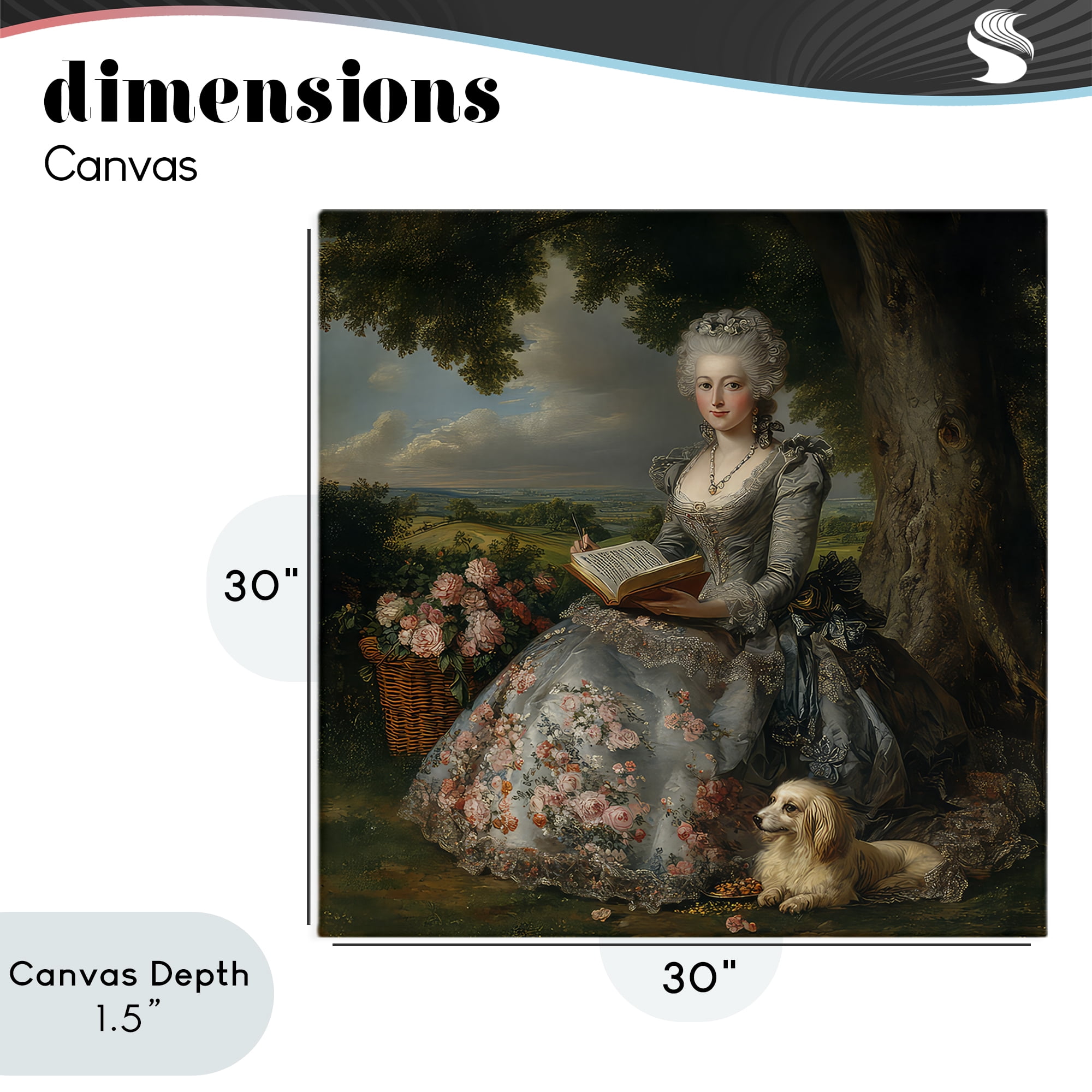 Stupell Industries Reading Rococo Lady with Dog Canvas Wall Art, design by The Wands Want