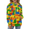 thumbnail image 4 of Colorful Brick Pattern Design Men's Women Vintage 3D Hooded Sweatshirt - All-Season Loose Fit Streetwear, 4 of 6