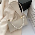 thumbnail image 1 of Bolsa Elegante de mano con perlas para mujer, de hombro de cuero de Color puro para mujer Tmvgtek Para Estrenar, 1 of 8