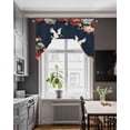 thumbnail image 3 of Navy Blue Crane Swag Valances for Windows, Small Curtains Drapes, Vintage Red Teal Spring Floral Botanical Kitchen Window Curtains Over Sink Window Treatment Valance for Bedroom/Bathroom 56"x36", 3 of 5