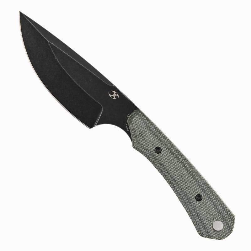 Kansept Flank Fixed Blade Knife,3.69'' Black Stonewashed D2 Blade,Green Micarta Handle Pocket Tactical Knives,G006A4,with sheaths