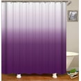 thumbnail image 1 of Cortina de ducha color lila y lavanda para baño, diseño de colores degradados, ganchos de tela de poliéster con estampado, incluye anillas y juego de ganchos, 182 cm de ancho x 182 cm de largo, 1 of 5