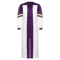 thumbnail image 3 of TiaoBug Men Color Block Clergy Church Robe Loose Fit Long Sleeve Graduation Maxi Gown Purple XL, 3 of 7