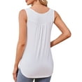 thumbnail image 6 of JYLFC Women Plus Size V Neck Tank Henley Pleated Sleeves Tops, White 2XL, 6 of 7