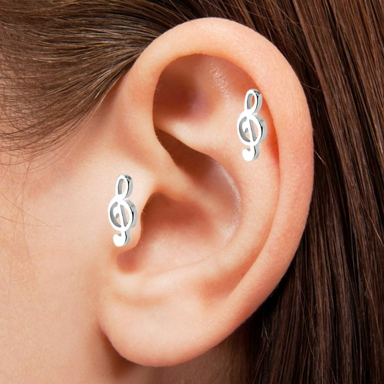 Surgical Steel Treble Clef Music Note Cartilage Tragus Helix Ring Surgical Steel Treble Clef Music Note Cartilage Tragus Helix Ring