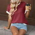 thumbnail image 4 of Vmvidoty Womens Summer Short Sleeve Tops 2026 Trendy Crew Neck Knit Sweater Business Casual Spring Clothes Wine S, 4 of 7