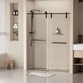 thumbnail image 6 of BARONAGE 56-60 W x 76 H Frameless Single Sliding  Shower Door , 5/16" (8mm) Clear Tempered Glass Shower Door Explosion-Proof Film, Stainless Steel Hardware, Matte Black, 6 of 7