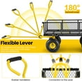 thumbnail image 4 of Funcid Steel Garden Cart with Removable Sides, Heavy Duty Yard Cart with Liner, 660 LBS Capacity Wagon, Rotating Handle, 10" Tires Wheels, Perfect for Garden Farm Yard, Yellow, 4 of 10