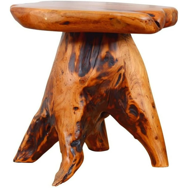 Bilot Tree Stump Side Table Natural Edge Cedar Real Wood End Table Small Wooden Mushroom Stool Indoor Outdoor