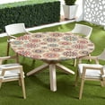 thumbnail image 5 of Round Fitted Tablecloth with Elastic Edge,Water&Stain-Resistant Wipeable Picnic Multi-Color Medallion Table Cover for 40"-44" Found Tables Reusable Dots Geometric Table Cloth for Dinner,Outdoor,Patio, 5 of 6