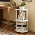 thumbnail image 3 of Furinno TURN-N-TUBE Side Table, 3-Tier Round End Table, Half Round Top Panel Night Stand, Nightstand, Bedside Table with Open Shelf, for Living Room, Bedroom, Plain White, 3 of 5