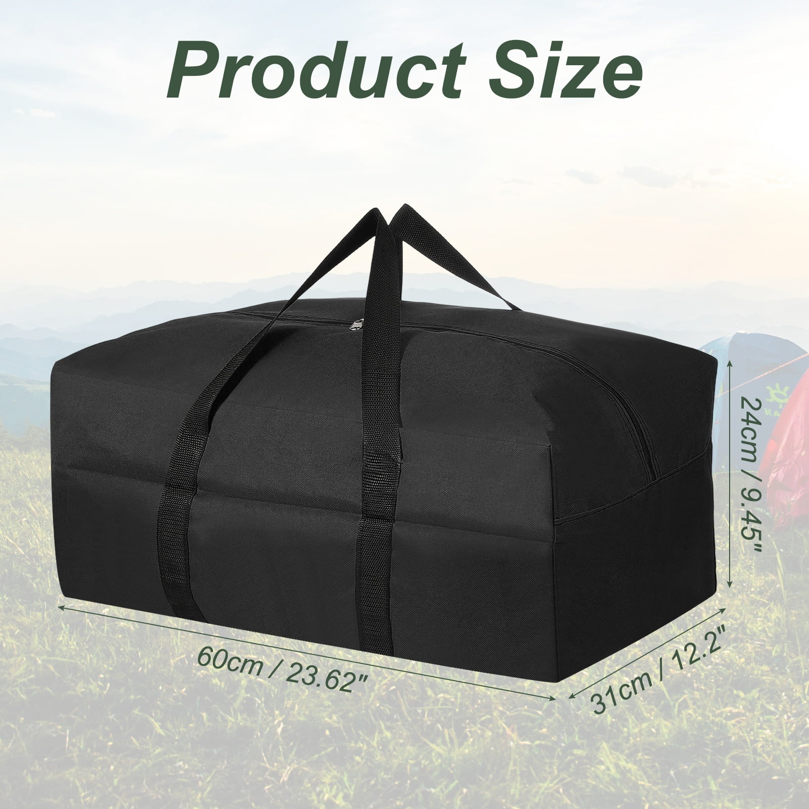 Uxcell Storage Duffle Bag, Zippered Duffel Bag for Travel 24 Inch & Black -Fitting for (Outdoor/Travel/Tent/Sports)