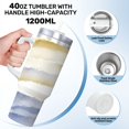 thumbnail image 4 of 40oz Tumbler with Handle and Straw – Insulated Stainless Steel Tumbler Travel Mug, Aesthetic Beige and Blue, 4 of 5