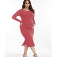 thumbnail image 4 of Bearsland Women's Long Sleeve Ribbed Knit Side Slit Maternity Dress Casual Ruched Bodycon Sweater Dress Pregnancy Clothes, 4 of 7