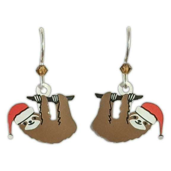 CHRISTMAS SLOTH Hypo-Allergenic Earrings, Sterling Silver Plated, by Sienna Sky