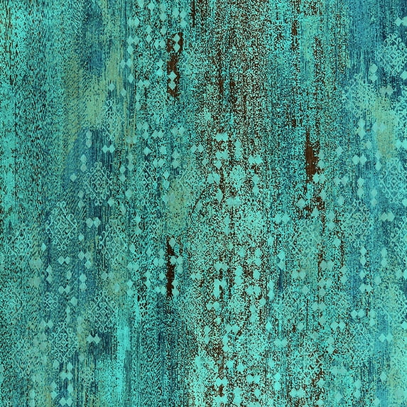 Ahgly Company Indoor Square Oriental Turquoise Blue Industrial Area Rugs, 6' Square